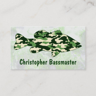 Green Camo Bass Fishing template Business Card