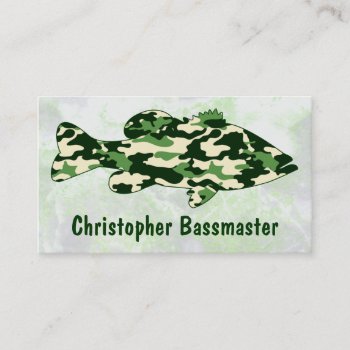 Green Camo Bass Fishing Template Business Card by OutdoorAddix at Zazzle