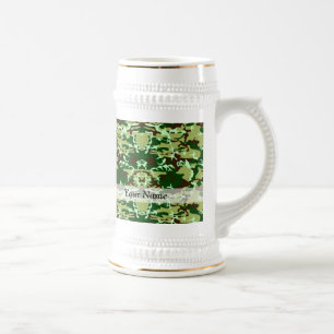 Green camo beer stein