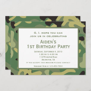 Green Camo Birthday Party Invitation