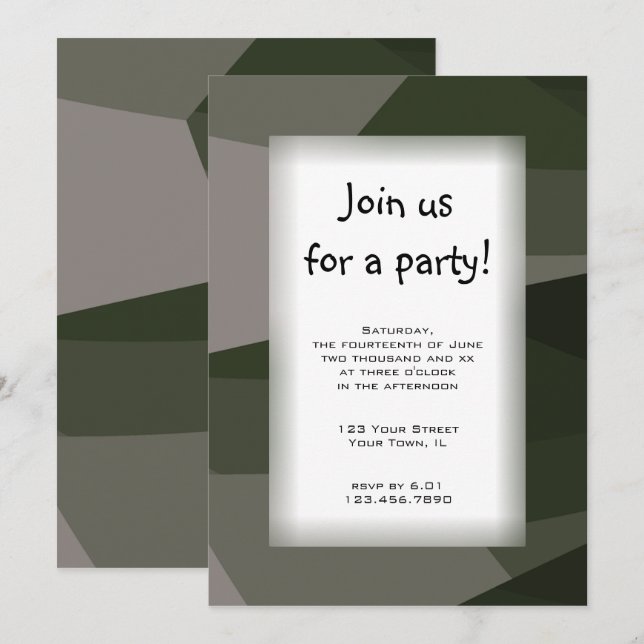 Green Camo Block All Purpose Party Invitation (Front/Back)