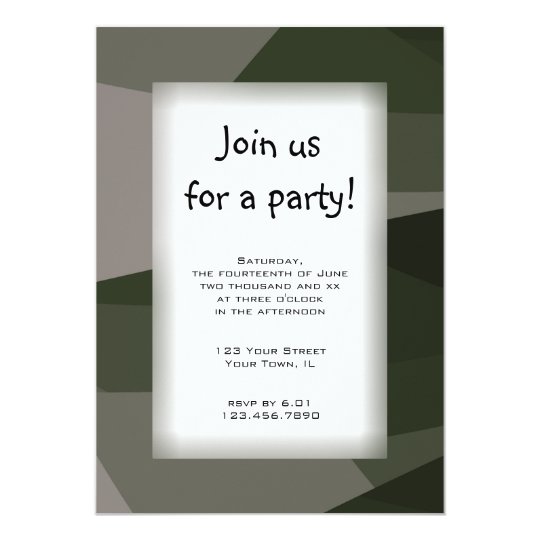 Green Camo Block All Purpose Party Invitation