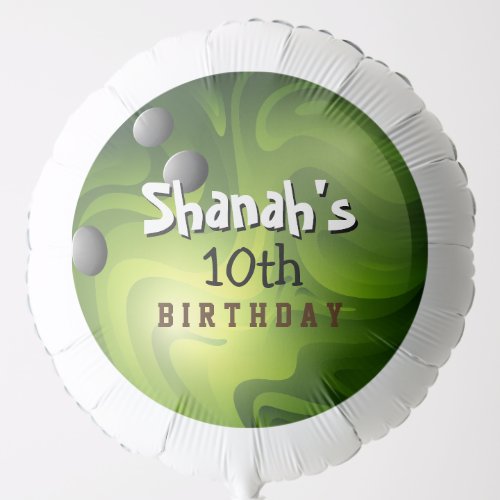 Green Camo BOWLING BALL RED Birthday Party Balloon