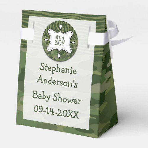 Green Camo Boy Baby Shower Favor Box