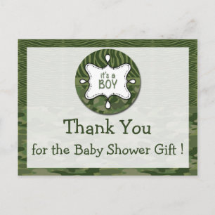Green Camo Boy Baby Shower Thank You Postcards