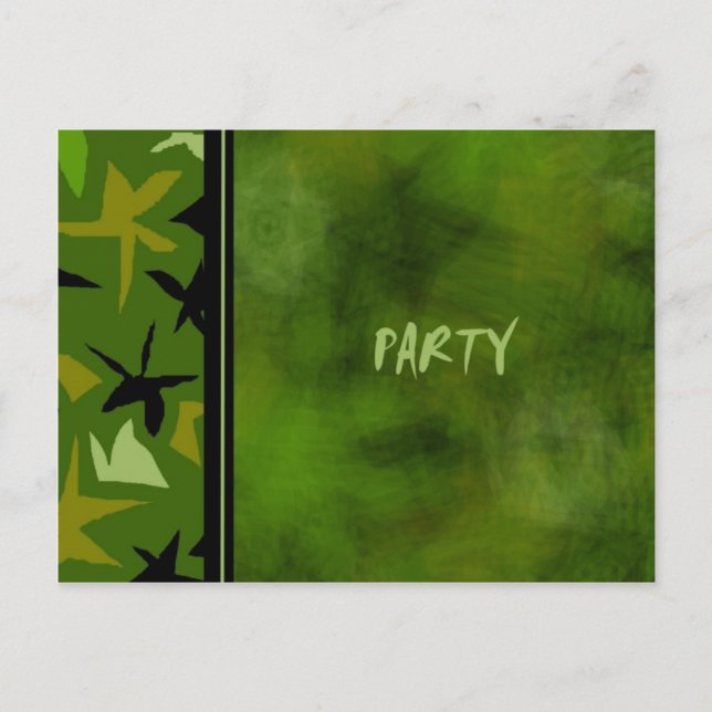 Green Camo Boys Birthday Party Invitation (Front)