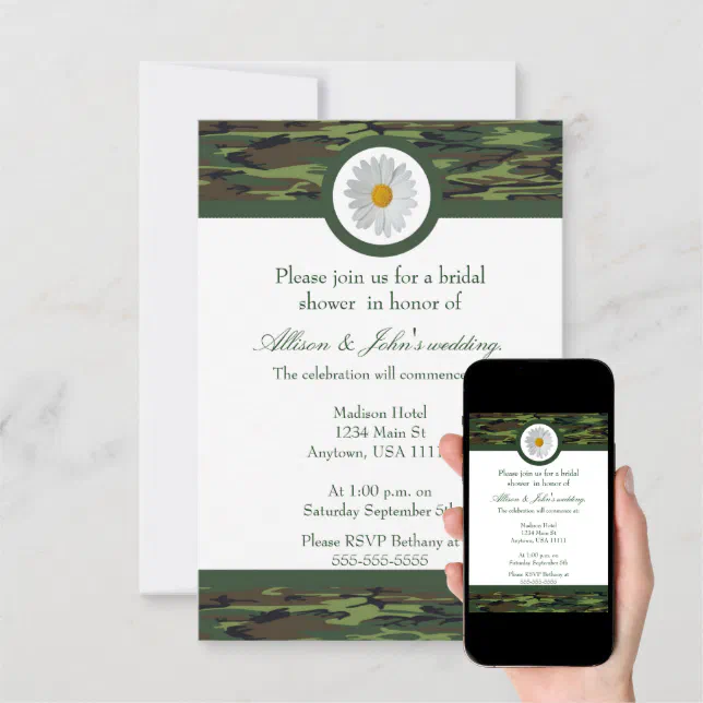 Green Camo Bridal Shower Invitation Zazzle