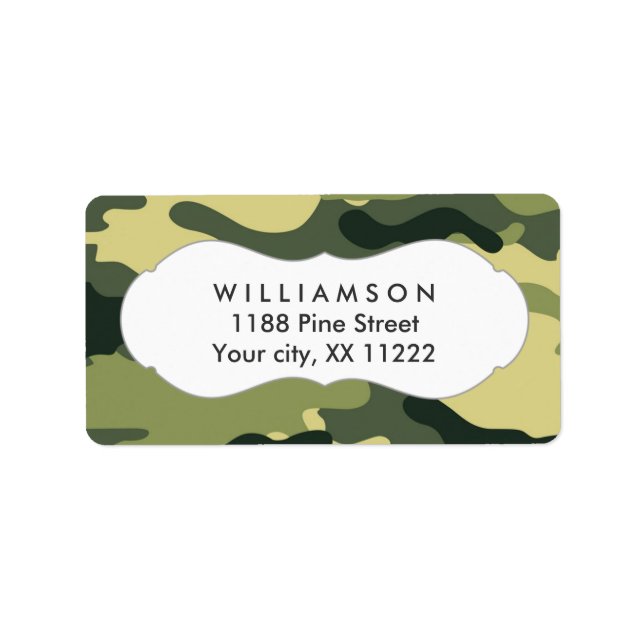 green camo camouflage address labels favor tag (Front)