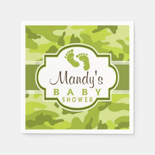 Green Camo Camouflage Baby Shower Napkins