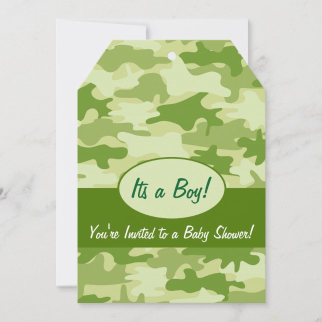 Green Camo Camouflage Boy Baby Shower Invitation (Front)