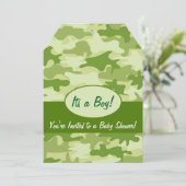 Green Camo Camouflage Boy Baby Shower Invitation (Standing Front)
