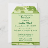 Green Camo Camouflage Boy Baby Shower Invitation (Back)