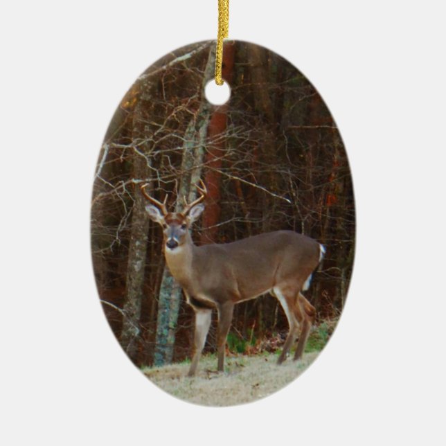 Green Camo,Camouflage Deer personalized Ceramic Ornament (Front)