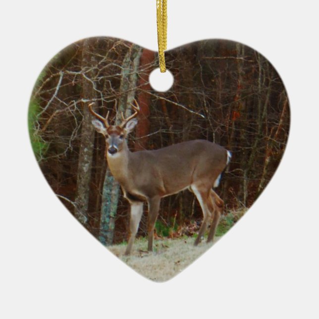 Green Camo,Camouflage Deer personalized Ceramic Ornament (Front)