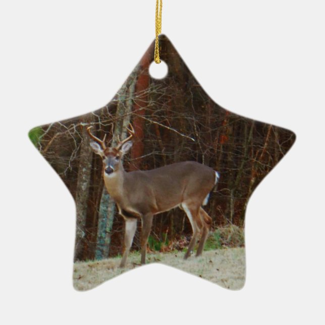 Green Camo,Camouflage Deer personalized Ceramic Ornament (Front)