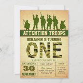 Green Camo Camouflage First Birthday Invitation (Front)