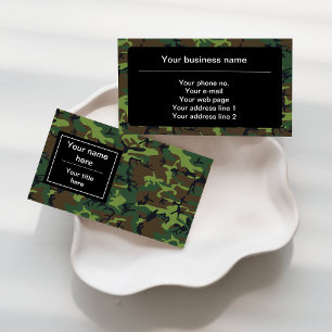 Green Camo, Camouflage, Military, Army Business Card