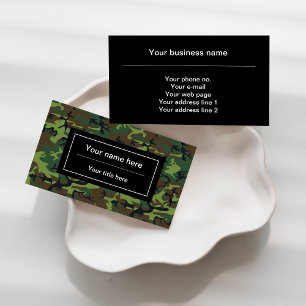 Green Camo, Camouflage, Military, Army Business Card