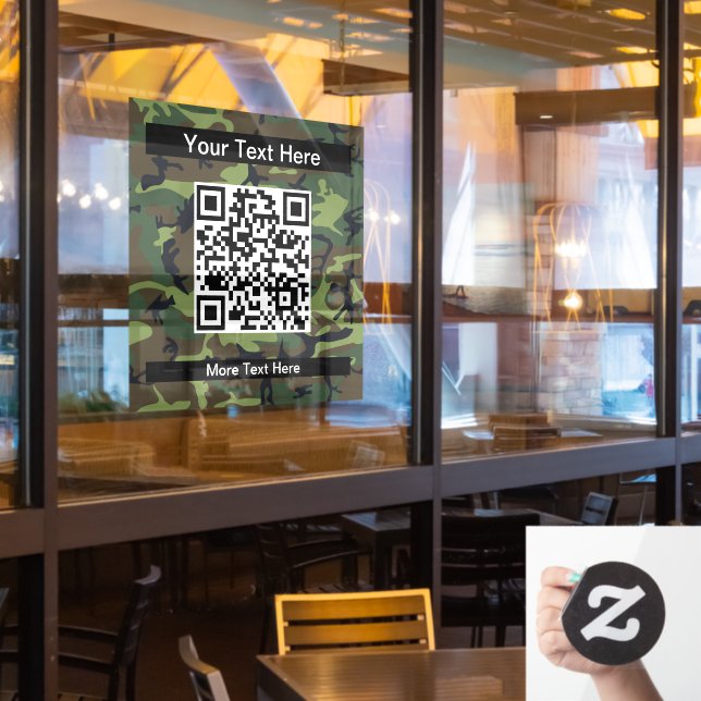 Green Camo, Camouflage, Military, Army Window Cling (Restaurant Window)