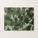 Green Camo Camouflage Military Jigsaw Puzzle<br><div class="desc">This design may be personalized by clicking the customize button and changing the color, adding a name, initials or your favorite words. Contact me at colorflowcreations@gmail.com if you with to have this design on another product. Purchase my original abstract acrylic painting for sale at www.etsy.com/shop/colorflowart. See more of my creations...</div>
