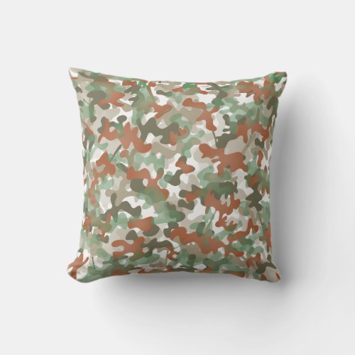 Green camo Camouflage pattern modern decor Throw Pillow