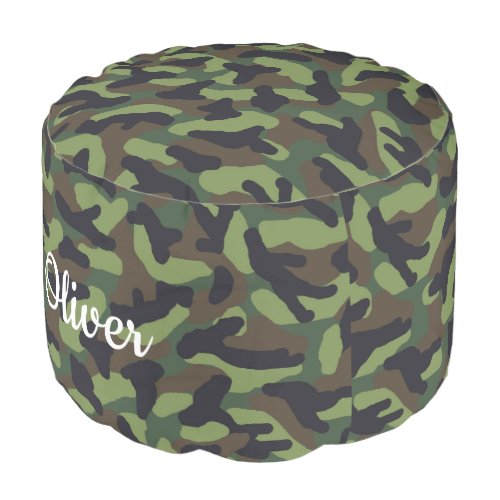 Green Camo Camouflage Pouf