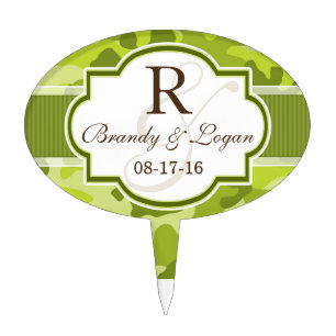 Green Camo, Camouflage Wedding Cake Topper