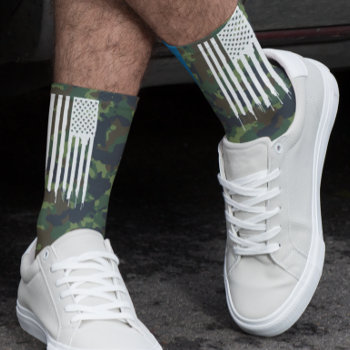 Green Camo Camouflage White Us Flag Socks by ColorFlowCreations at Zazzle