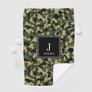 Green Camo Custom Name Golf Towel by MiniBrothers at Zazzle