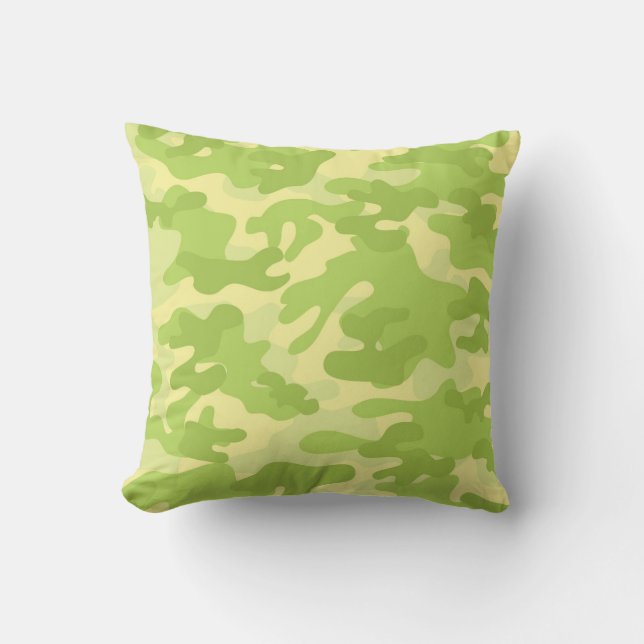 Green Camo Design Throw Pillow (Front)