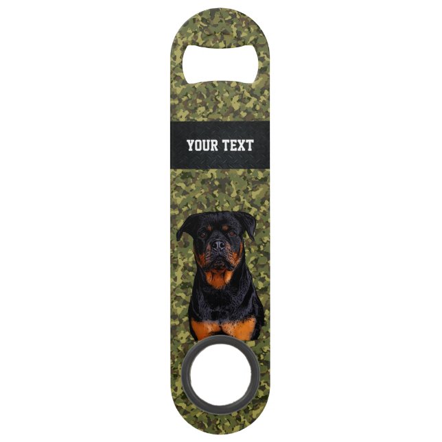 Green Camo Dog Rottweiler Pet Animal Name Cool Bar Key (Front)