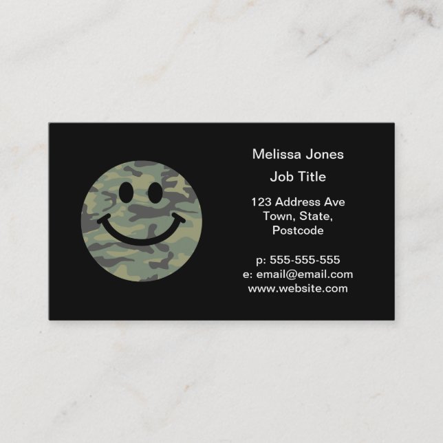 Green Camo Face Business Card (Front)