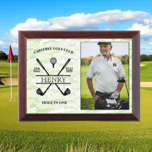 Green Camo Hole In One Golfer Photo Award Plaque