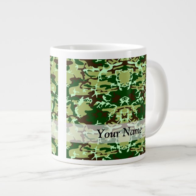 Green camo large coffee mug (Front Right)