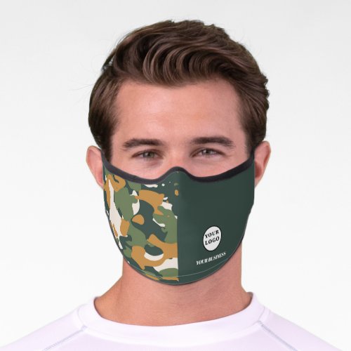 Green camo logo business custom premium face mask