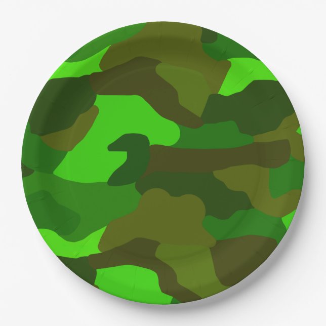 Green Camo  Paper Plates (Front)