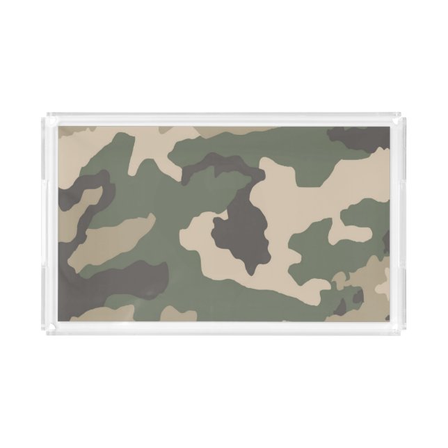 Green Camo Pattern Acrylic Tray (Front)