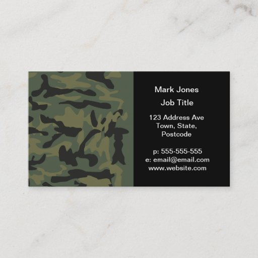 Customizable Green camo pattern business cards
