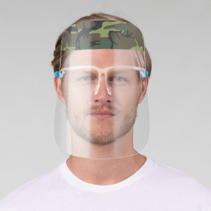 Green Camo Pattern, Camouflage Face Shield