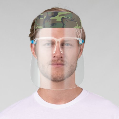 Green Camo Pattern Camouflage Face Shield