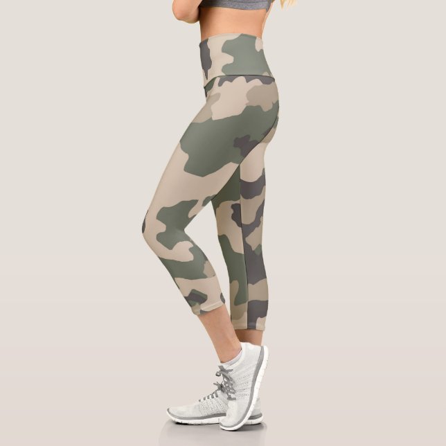 Green Camo Pattern Capri Leggings (Left)