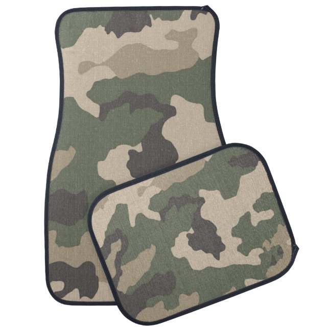 Green Camo Pattern Car Floor Mat (Set)