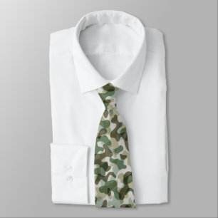 Green Camo pattern in earth tones Neck Tie