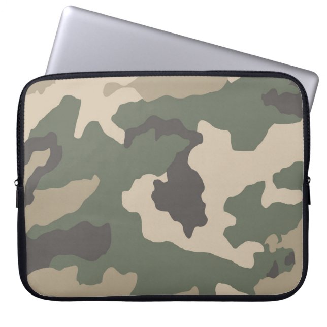 Green Camo Pattern Laptop Sleeve (Front)