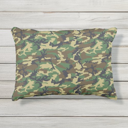 Green Camo Pattern Outdoor Pillow