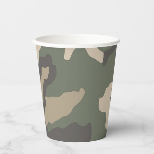 Green Camo Pattern Paper Cups