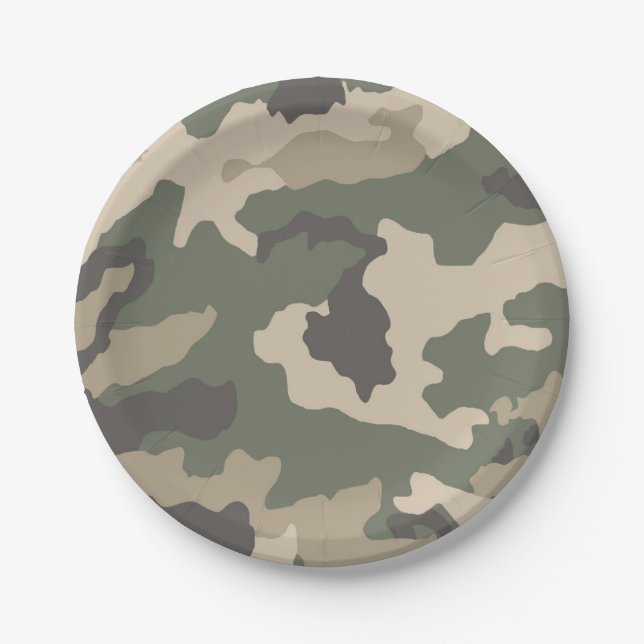 Green Camo Pattern Paper Plates (Front)
