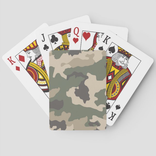 Green Camo Pattern Poker Cards (Back)