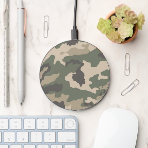 Green Camo Pattern Wireless Charger
