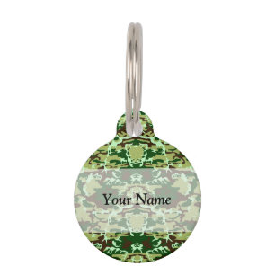 Green camo pet ID tag